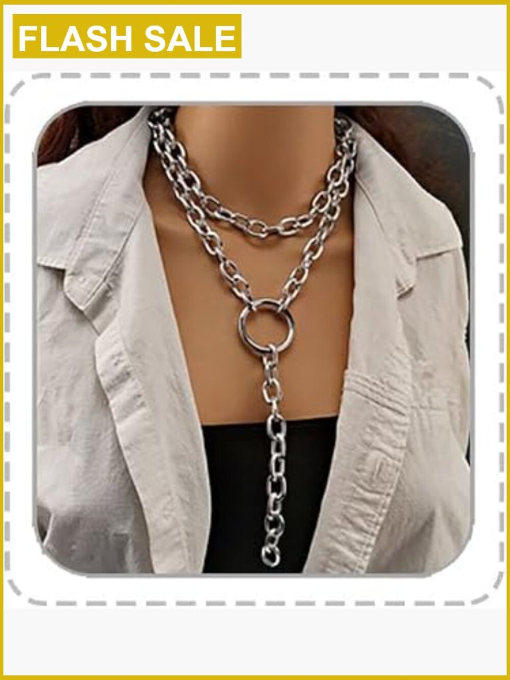 Chunky Layered Cuban Link Chain Necklace Hip Hop Punk Jewelry
